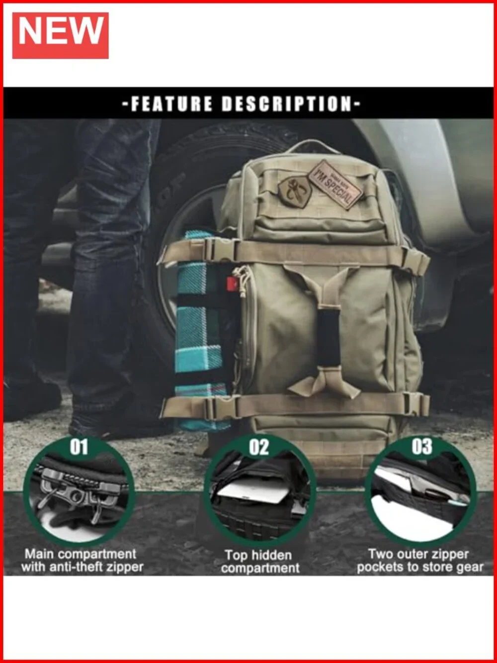 Large Tactical Duffle Bag Backpack - 45L Waterproof Nylon Weekender Gym Bag for